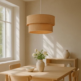 Opviq Lámpara de Araña con Tapa de Mimbre Beige y Blanco